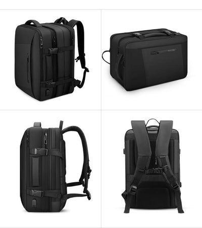Different views of Mark Ryden Infinity XL Rain usb charging business / travel backpack.