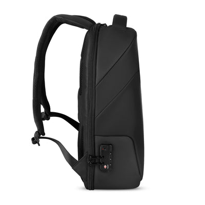 Side view of Mark Ryden Limit anti-theft usb charging backpack. 